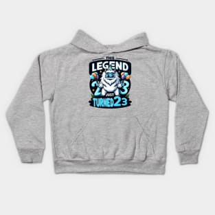 "Yeti's 23rd Birthday Bash" - Festive Cartoon Celebration Design Kids Hoodie